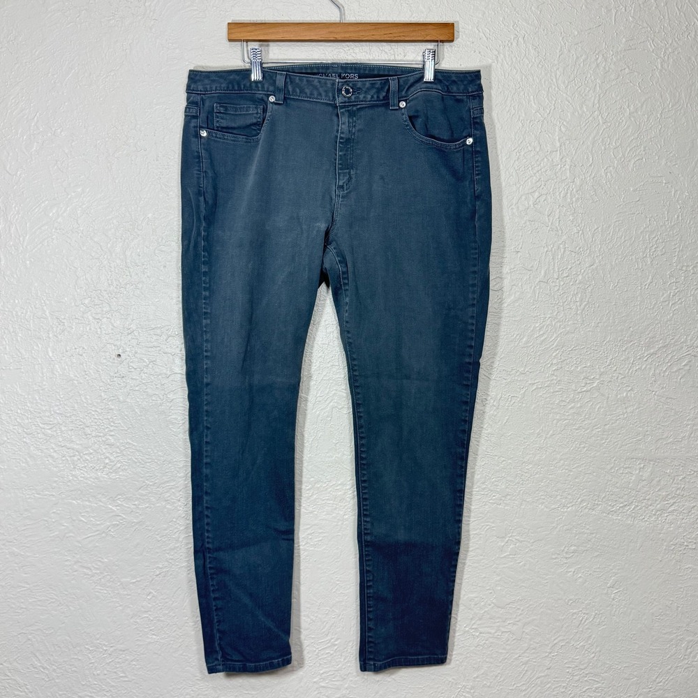 Michael Kors Gray Skinny Jeans 14 Stretch Logo 20219MK 312 Boho Preppy Travel